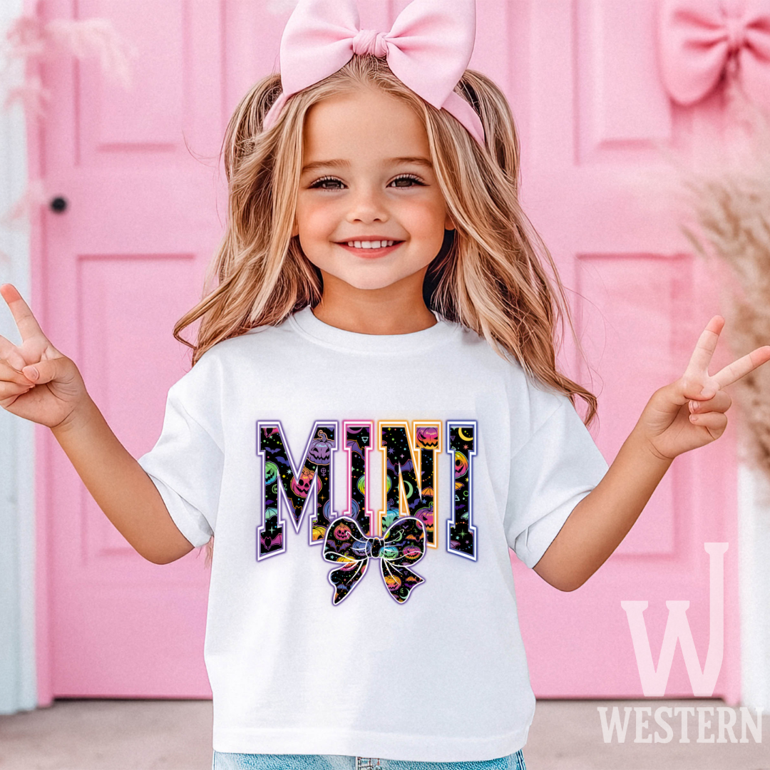 Mini & Spooky – Kids’ Halloween Bow Tee