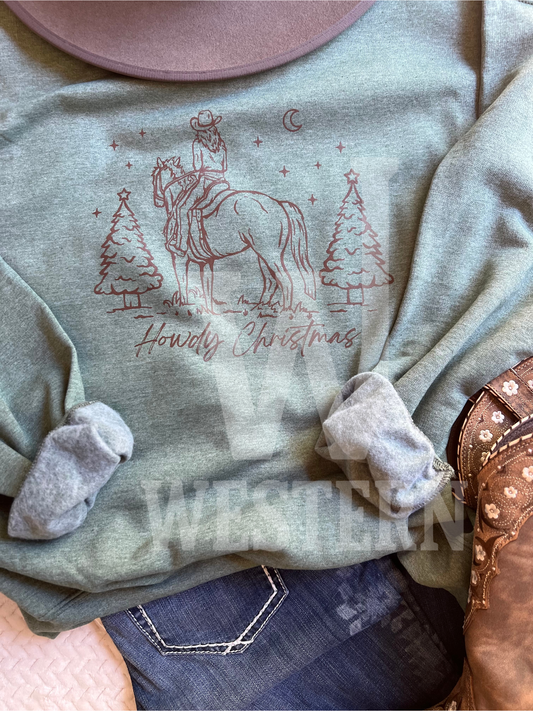 Howdy Christmas Cowboy Holiday Sweatshirt