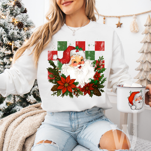 Vintage Poinsettia Santa Sweatshirt